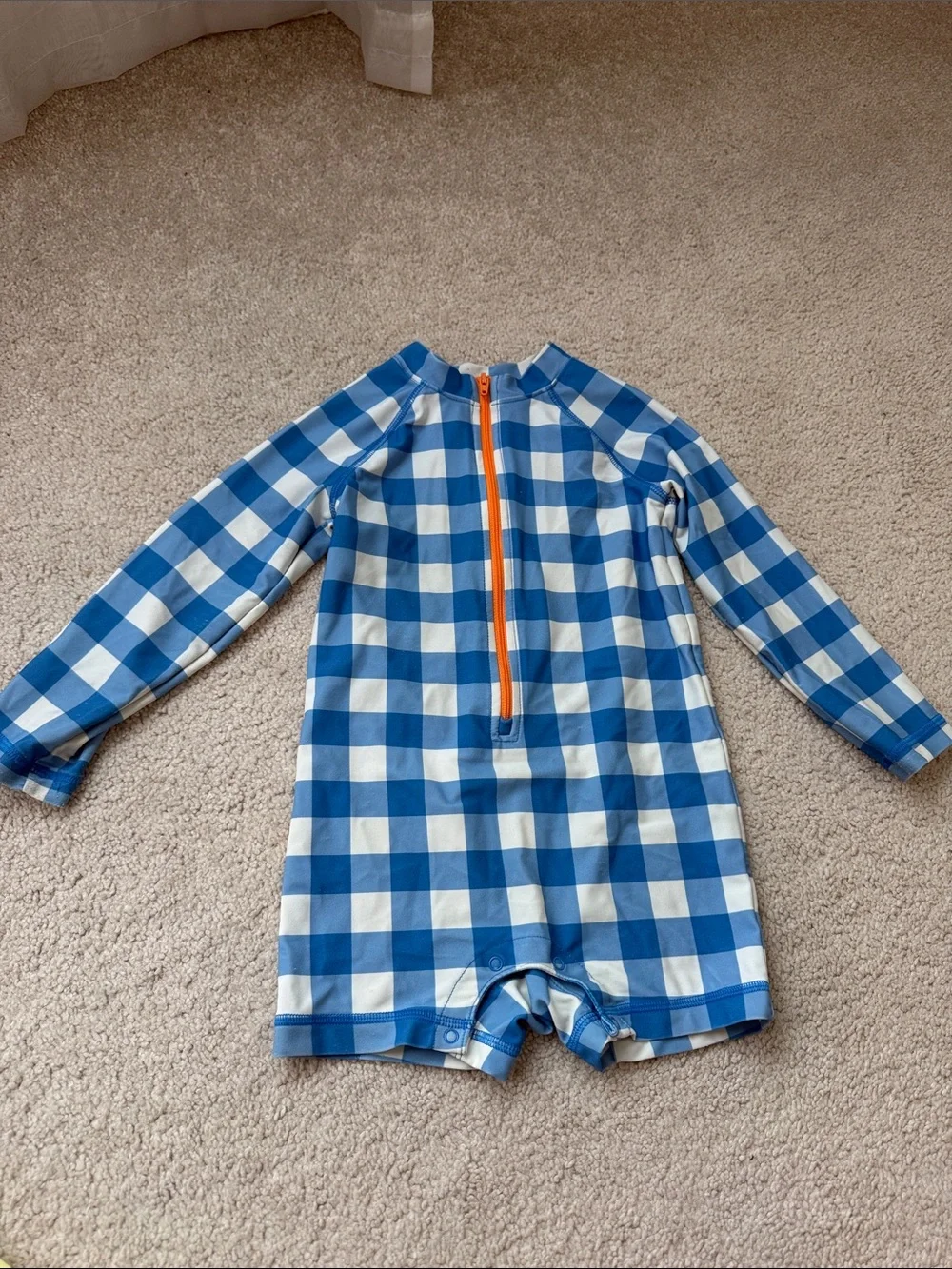 Primary Kids Yellow Long-Sleeve & Blue Gingham Rash-guard Swim